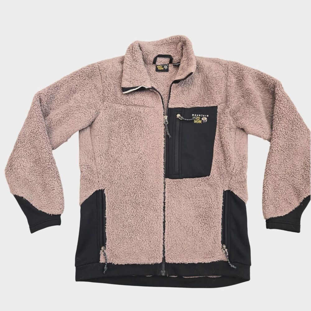 Mountain Hardwear Womens M Fleece Jacket Zip Polartec High Loft Taupe Monkey Man